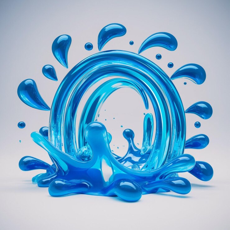 Vector 3d render illustration of a cartoon water splash