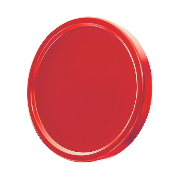 3d render realistic red metal coin blank medal vector illustration isolated