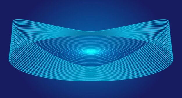 3d rendering blue creative modern curved display exhibition space background