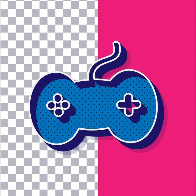 3d retro playful blue dot game controller icon on adjustable pink background