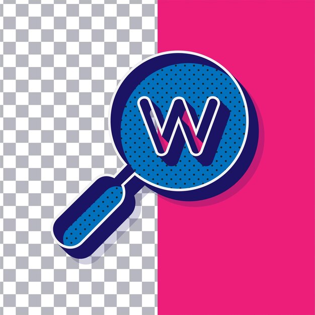 3D Retro Playful Blue Dot Web Search Icon on Adjustable Pink Background