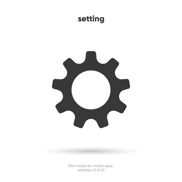3d setting icon vector Tools cog gear sign isolated on white background Help options account