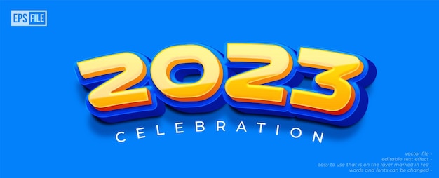 3d style editable number 2023 celebration with blue background