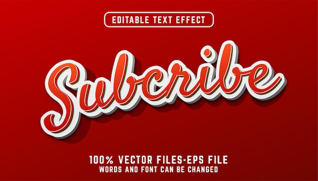 3d subcribe text. editable text effect premium vectors