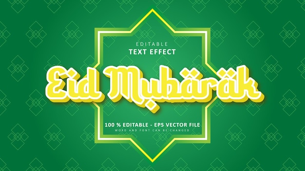 3d text effect editable 3d text effect islamic eid mubarak style isolated on green backgorund