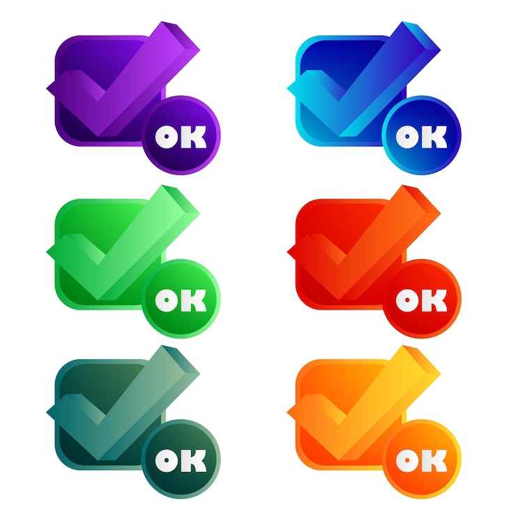 Vector 3d verification installation icon set