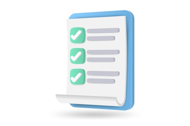3d white clipboard task management todo check list with pencil fast work on project plan