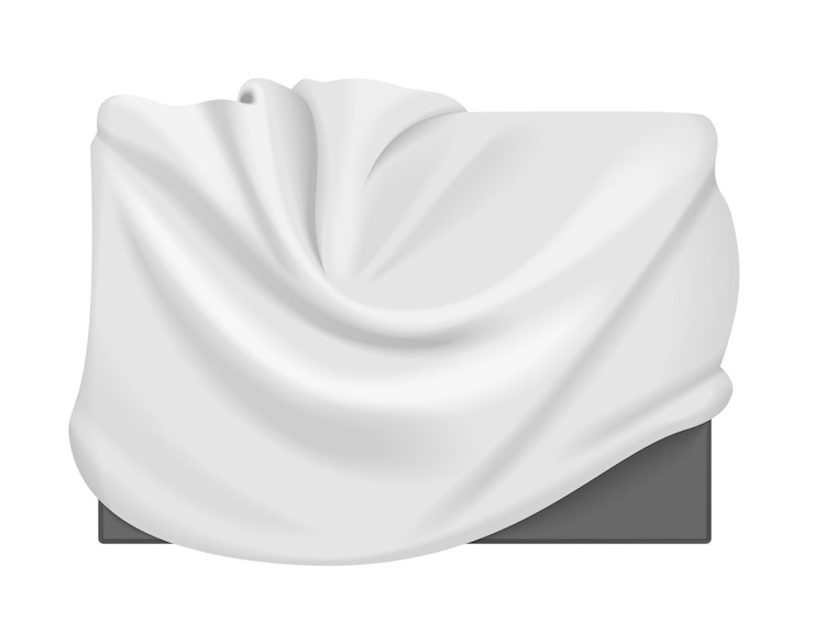 Vector 3d white cloth cover on box podium or pedestal covered with silk fabric