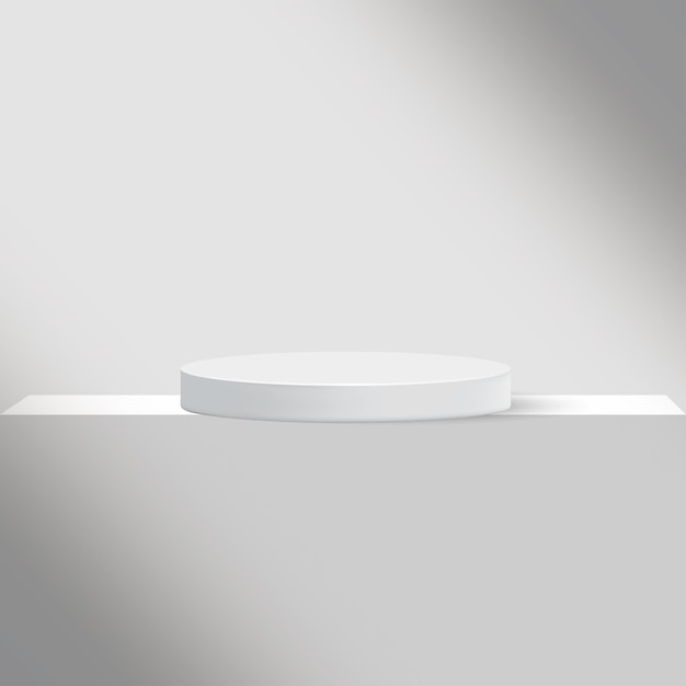 3D white color abstract cylinder product sale podium background design with shadow effect