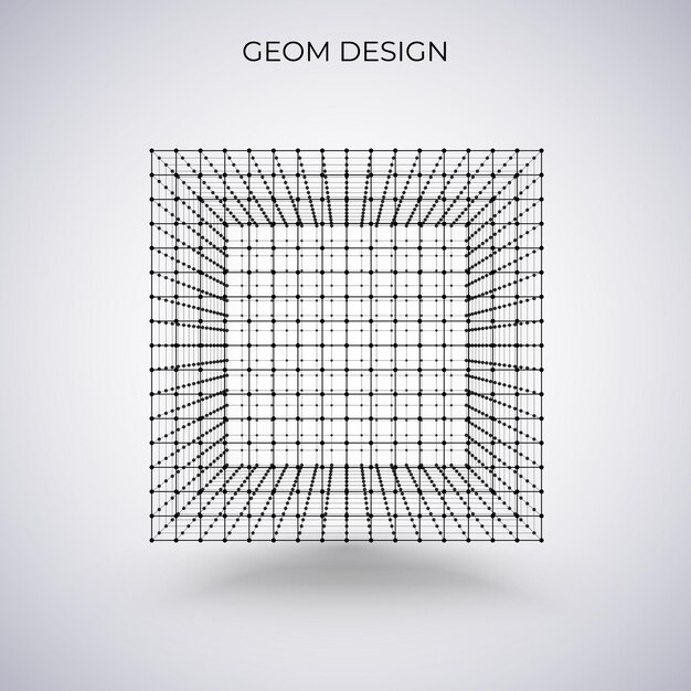 3d wireframe cube. Vector illustration. Technology abstract Illustration.