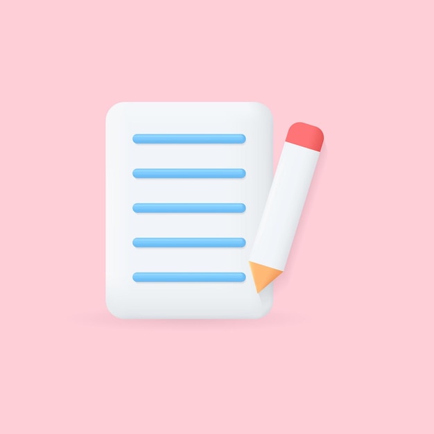 3D write icon realistic vector concept isolated