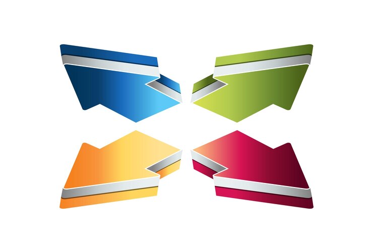 Vector 4 arrows four steps diagram elements charts infographics