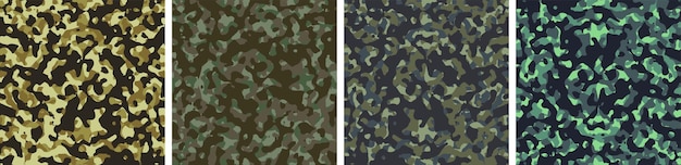 4 Latar Belakang Kamuflase Set Desain Pola Vektor Ilustrasi Latar Belakang Tentara