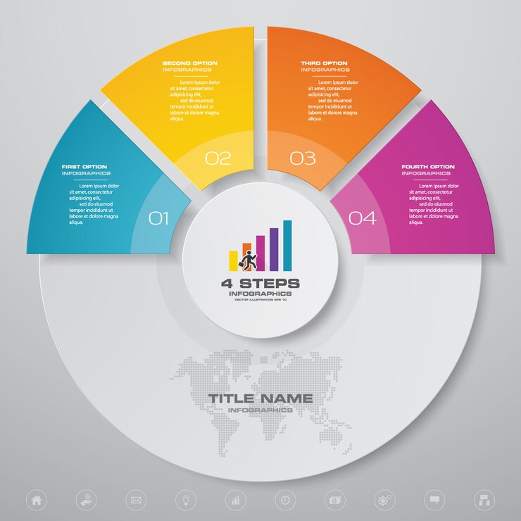 Vector 4 steps simple&editable process chart infographics element.