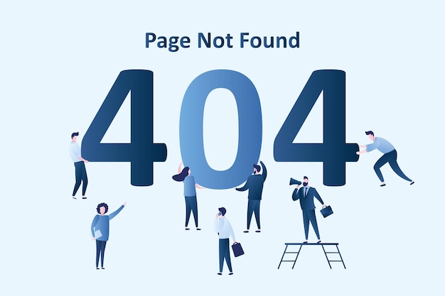 404 error page not found background template business people with numbers vector illustration