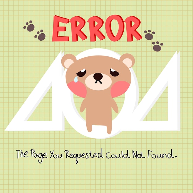 404 error web template with little bear background