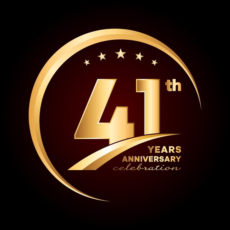 Vector 41st anniversary template design with gold color number and ring