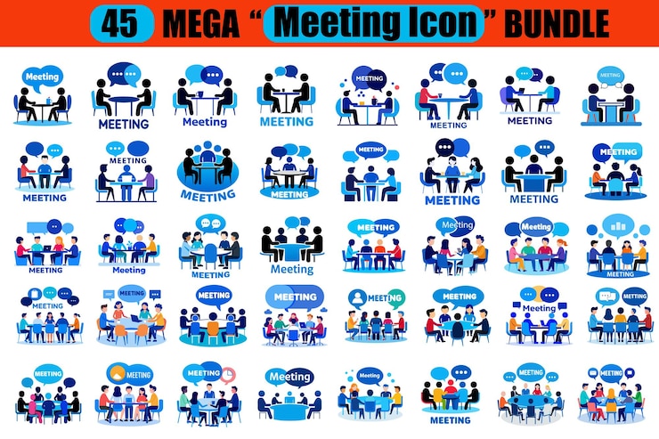 Vector 45 mega meeting icons bundle
