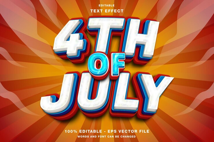 Vector 4th of july independence day 3d editable text effect