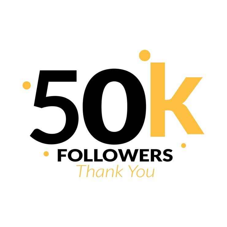 50k followers vector logo design icon vector Thanks for 50k followers