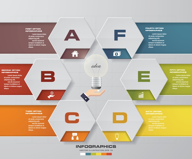 6 steps process infographics design element.