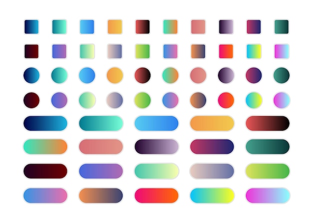 60 gradient button set isolated icon web vector illustration
