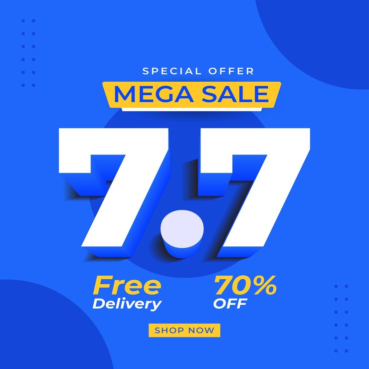 7 7 flash sale banner template 3d illustrations