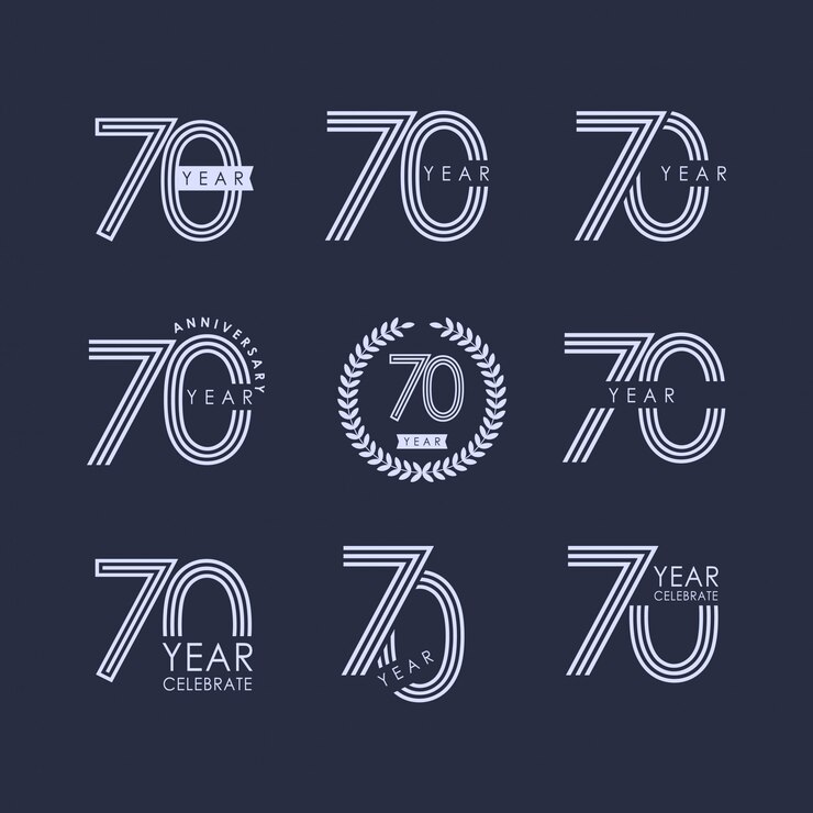 Vector 70 year anniversary set vector template design illustration