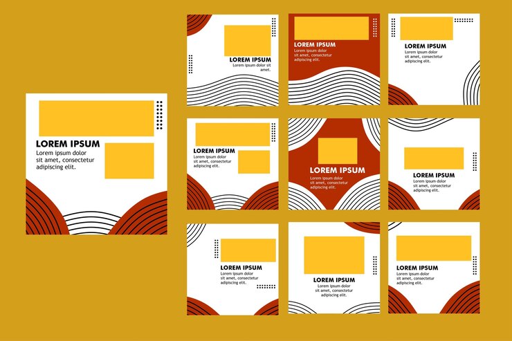 Vector a background set for social media post with red  white and yellow color.