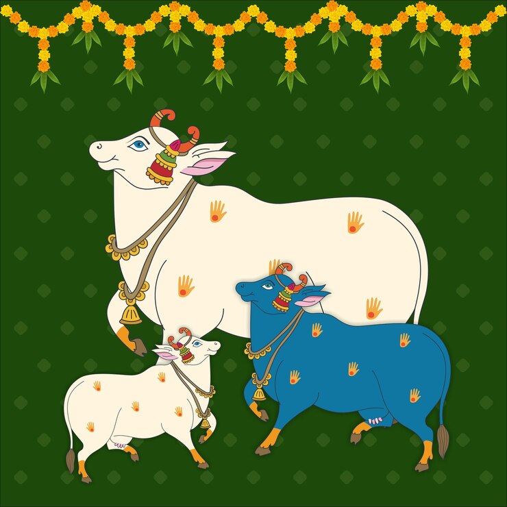 A beautiful cow and lotus pichwai painting art decoration