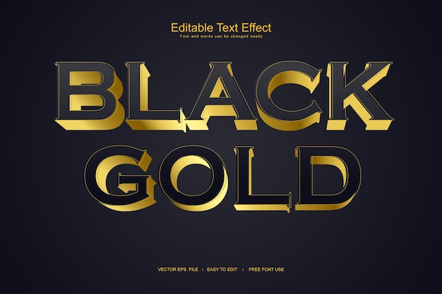 A black and gold 3d editable text effect with a black background