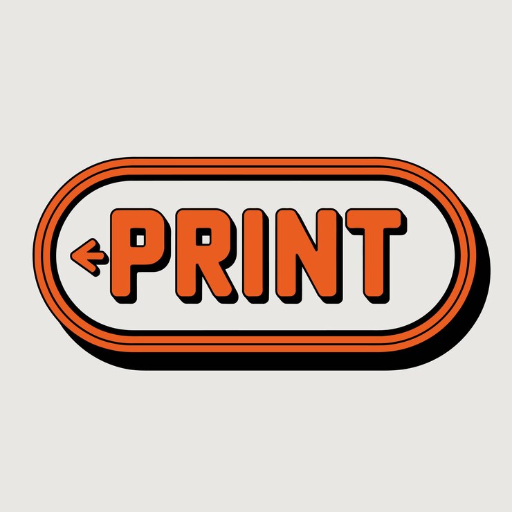 Vector a black and orange stamp that says print on it