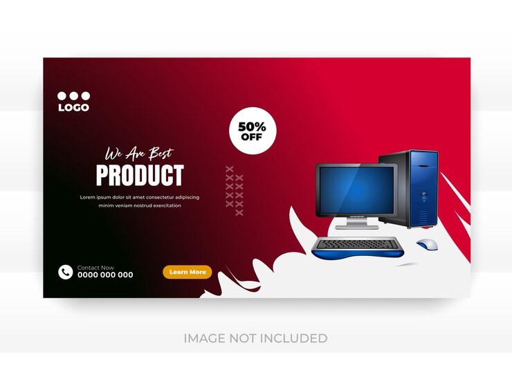 Vector a black and red advert for the product is available