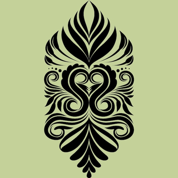 A black and white design with a floral design.