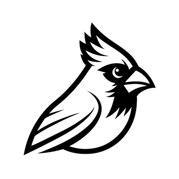 a black and white drawing of a bird with a blue eye