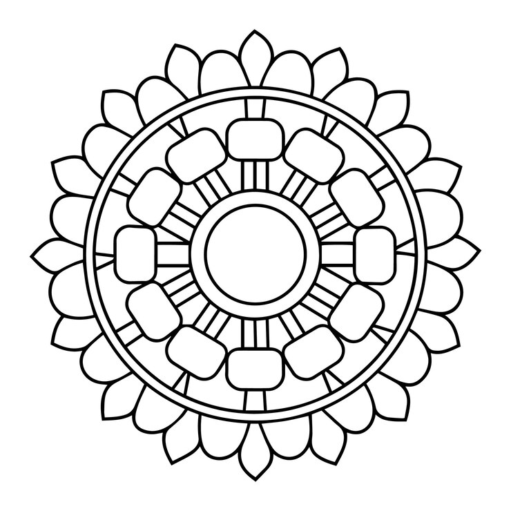 Vector a black and white drawing of a circle with a white background