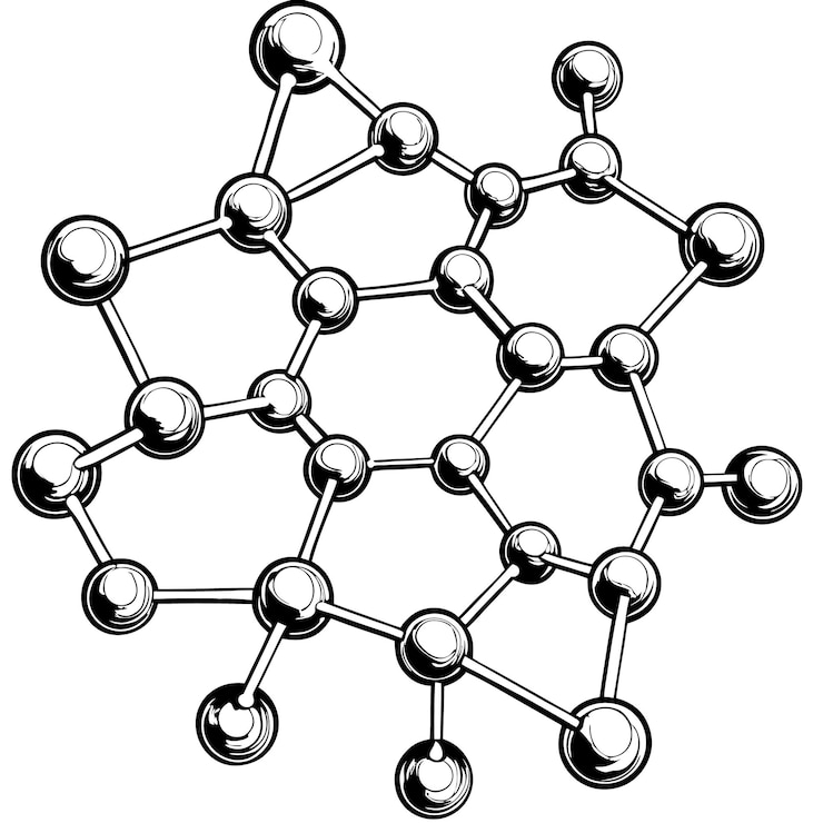Vector a black and white illustration of a complex molecular structure