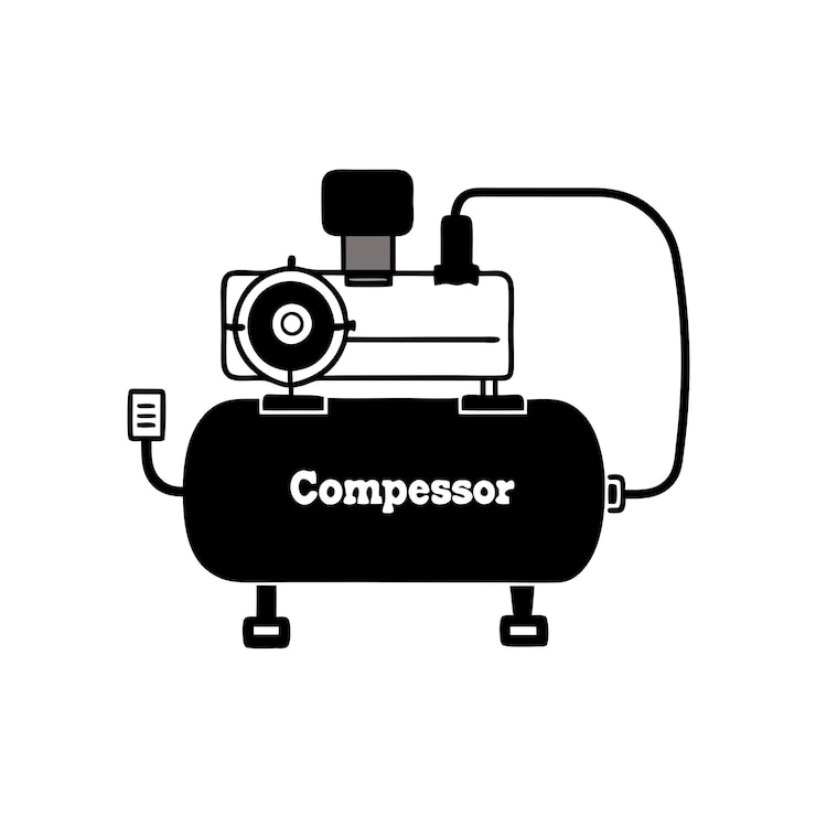 Vector a black and white illustration of a compressor