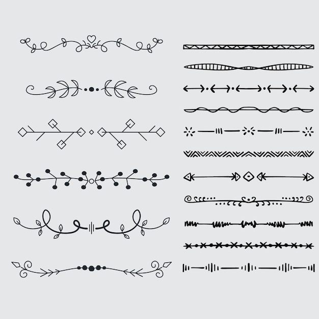 a black and white photo of a collection of hand - painted designs