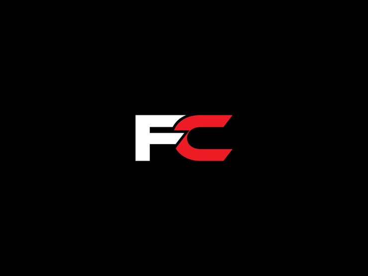 Vector a black background with a red and white logo for the f