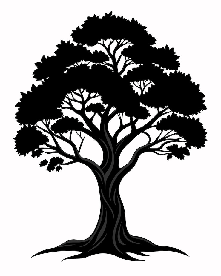 a black silhouette of tree