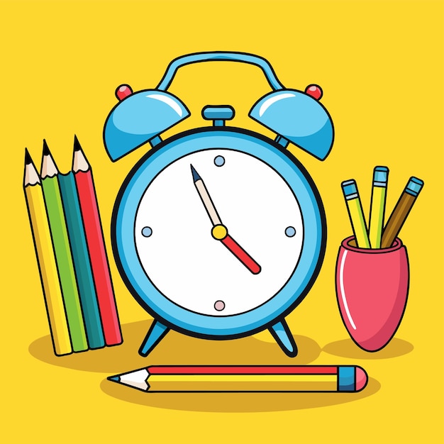 a blue alarm clock with a blue alarm clock on it