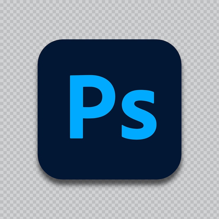 a blue and black square with a blue and white p on it