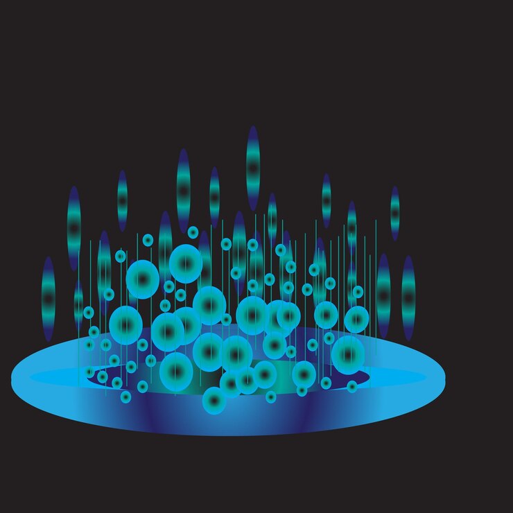 Vector a blue and green abstract image of bubbles in a circle