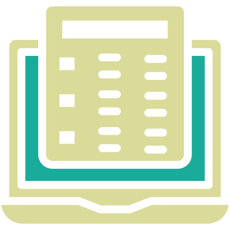 Vector a blue and green calculator with a blue background