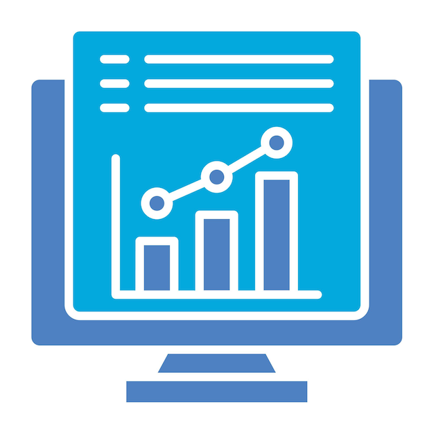 a blue and white computer screen with a graph on it