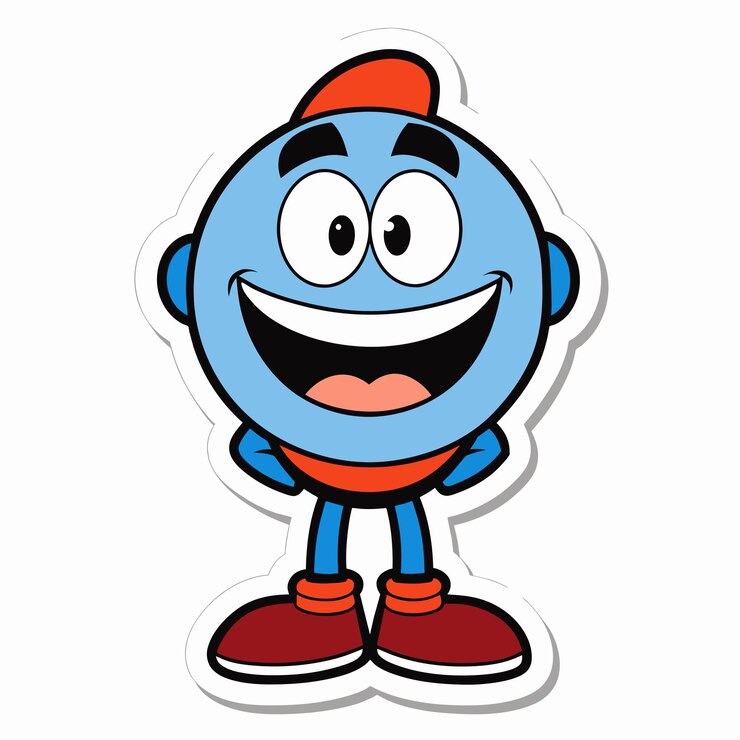 a blue character with a smile that says  smile