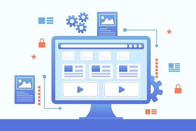 a blue computer with a screen that says'how to build a website '