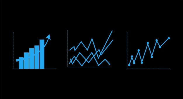 A blue line chart with a graph on it
