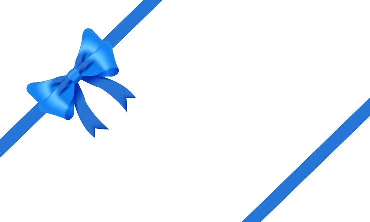 a blue ribbon with a blue ribbon tied to it